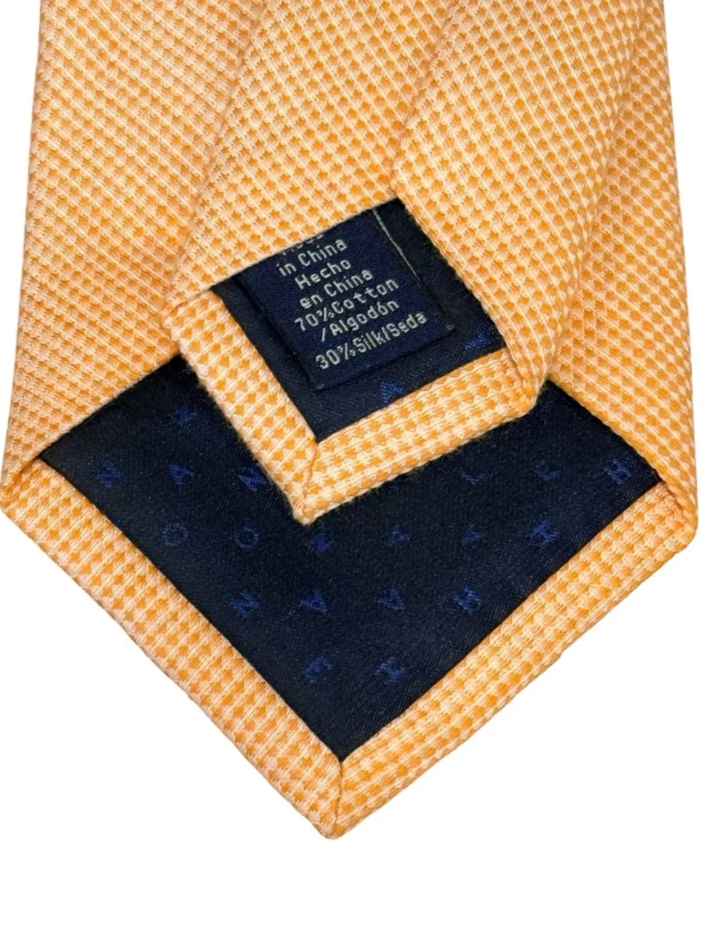 Cole Haan Necktie NWT Peach Orange Micro Houndstooth Cotton Silk Blend Preppy